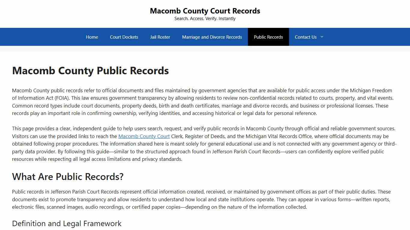 Macomb County Public Records - Macomb County Court Records