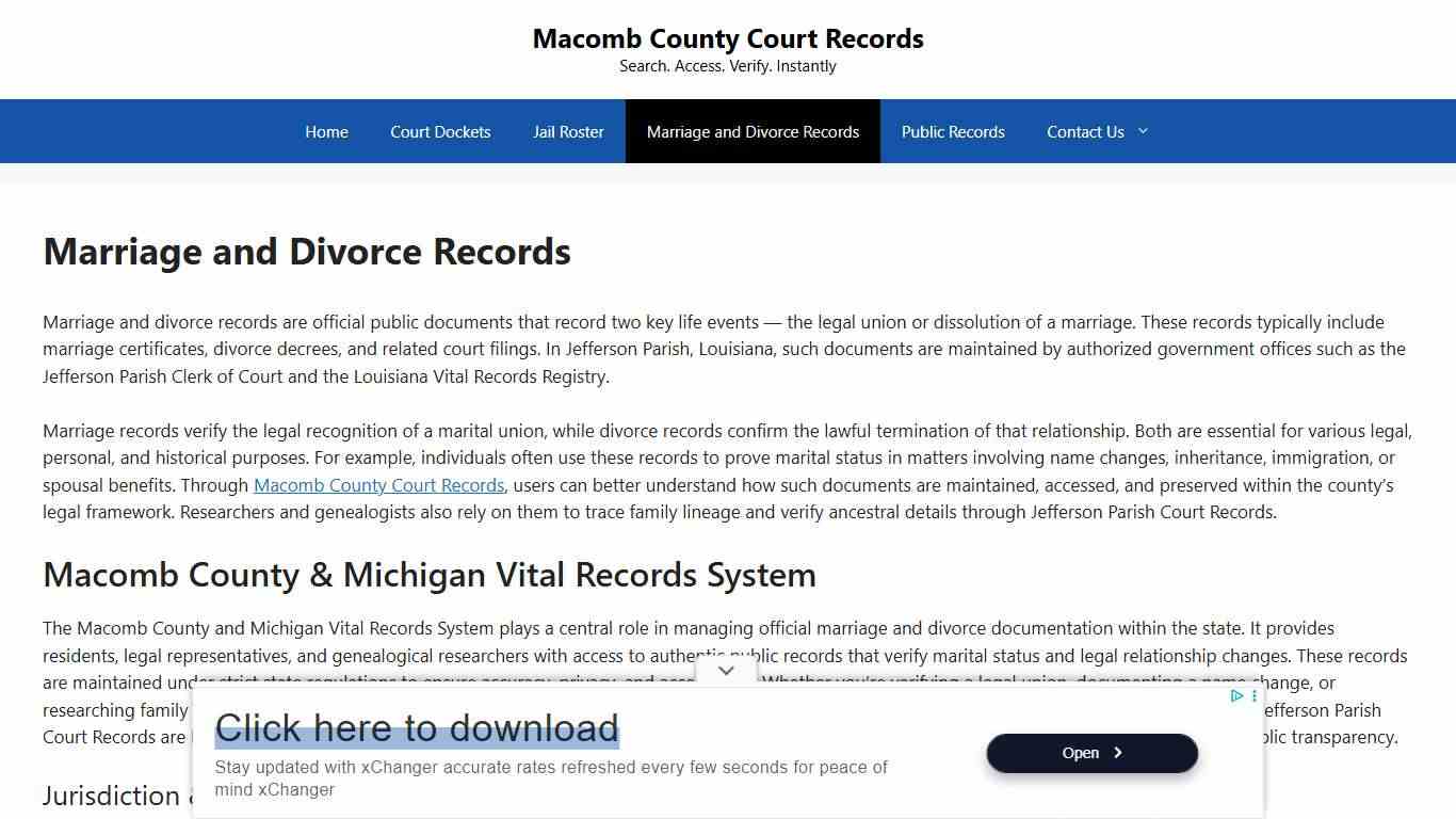 Marriage and Divorce Records - Macomb County Court Records